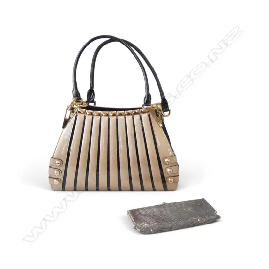 HAND BAG 'SERENADE BEVERLY HILLS COLLECTION' W.350mm + DUST BAG & SILVER MESH PURSE W.215mm