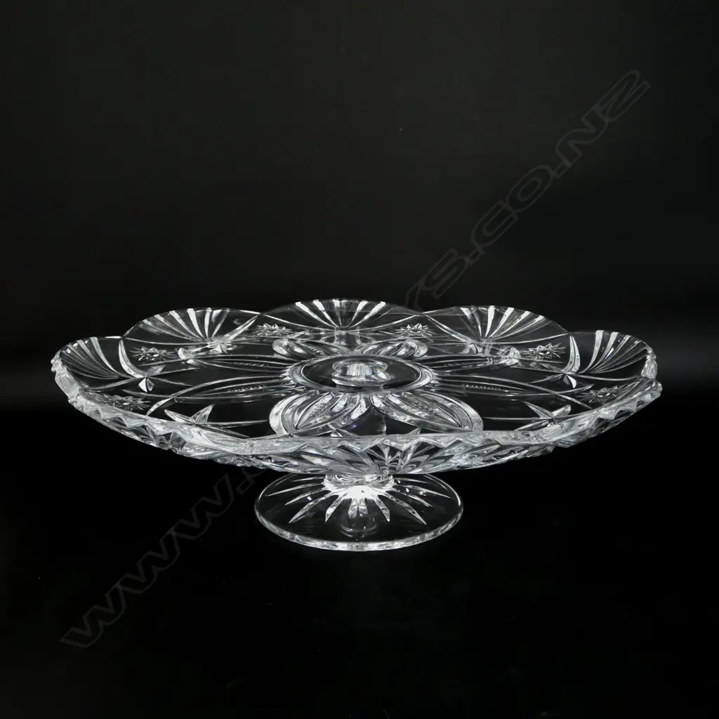 J. G. DURAND FRANCE CRYSTAL CAKE PLATE H.100mm, 340mm dia Image 1++
