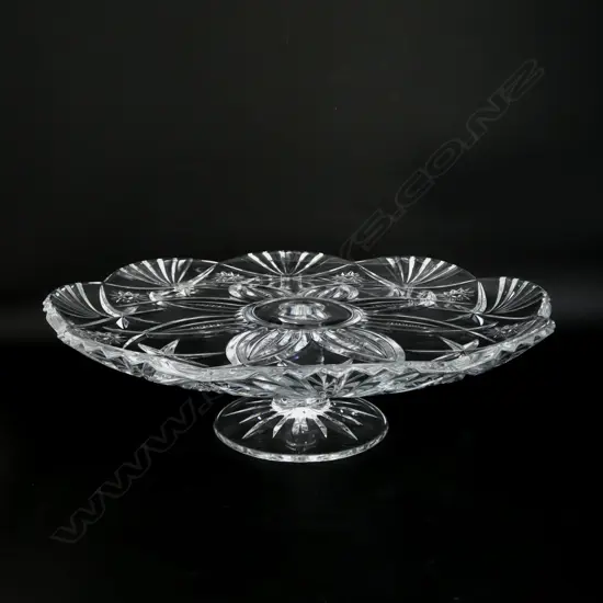 J. G. DURAND FRANCE CRYSTAL CAKE PLATE H.100mm, 340mm dia