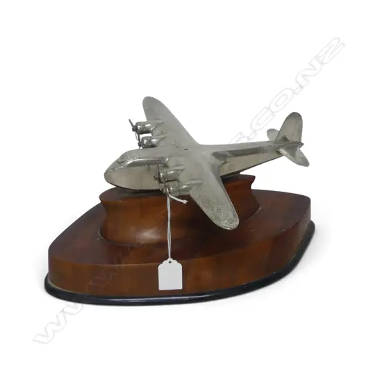 CAST ALUMINIUM AEROPLANE on wood base W.320mm