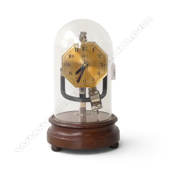 20thC ELECTRO-MAGNETIC BULLE CLOCK under glass dome H.260mm