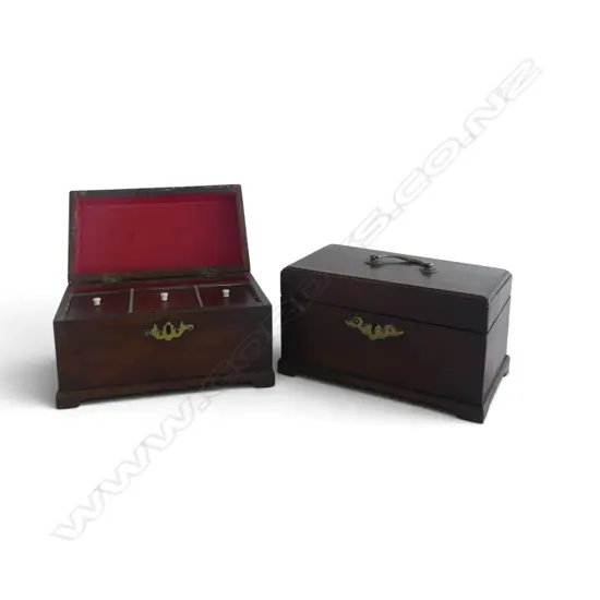 PR ANTIQUE GEORGIAN MAHOGANY TEA CADDIES 225x135x130mm 