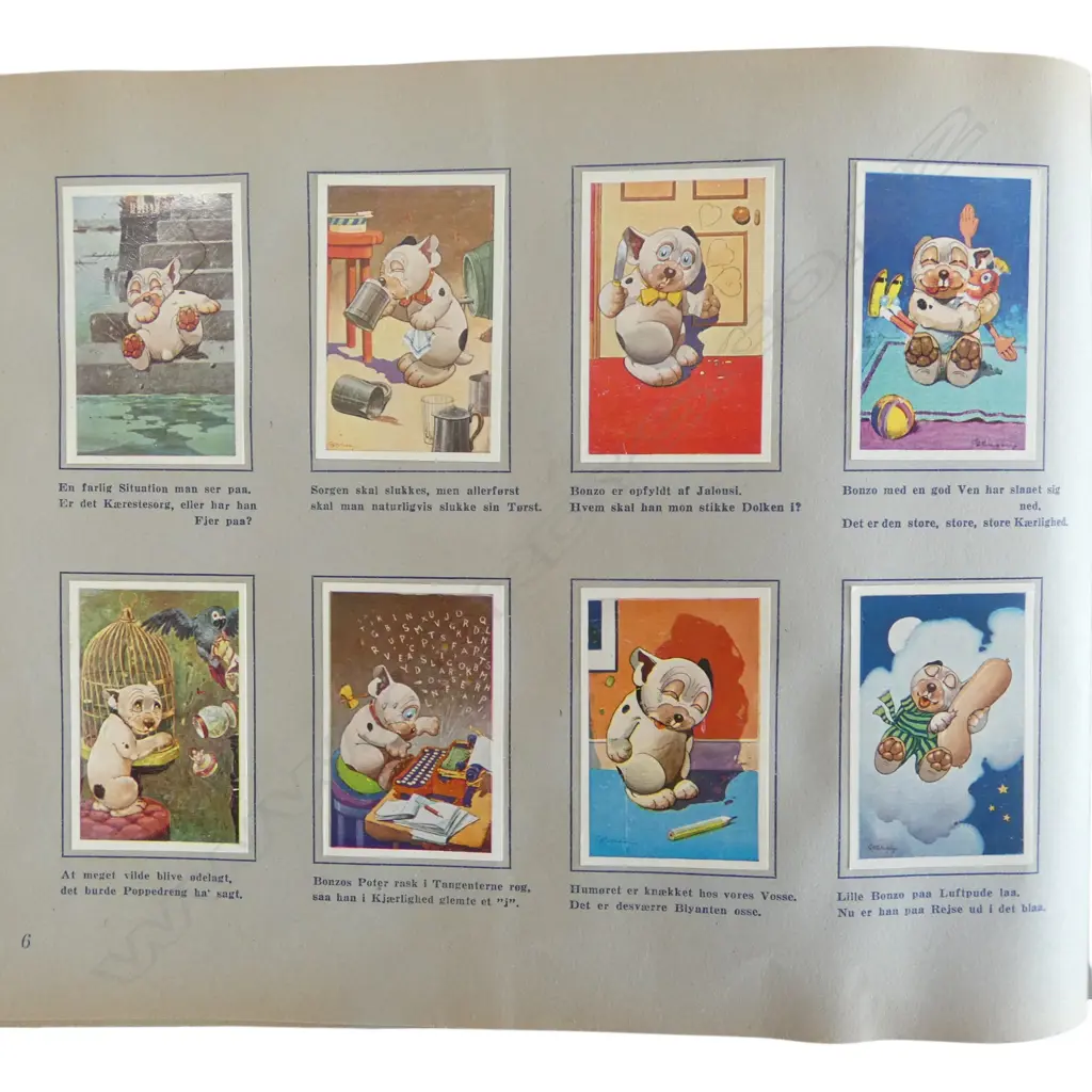 VINTAGE DANISH CIGARETTE CARD ALBUM FEATURING BONZO & LAWSON WOOD CARDS Image 1++