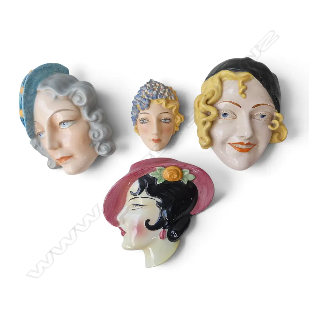 4 DECO WALL HEADS; ARTHUR WOOD 'JOYCE' H.180mm ETC Image 1++