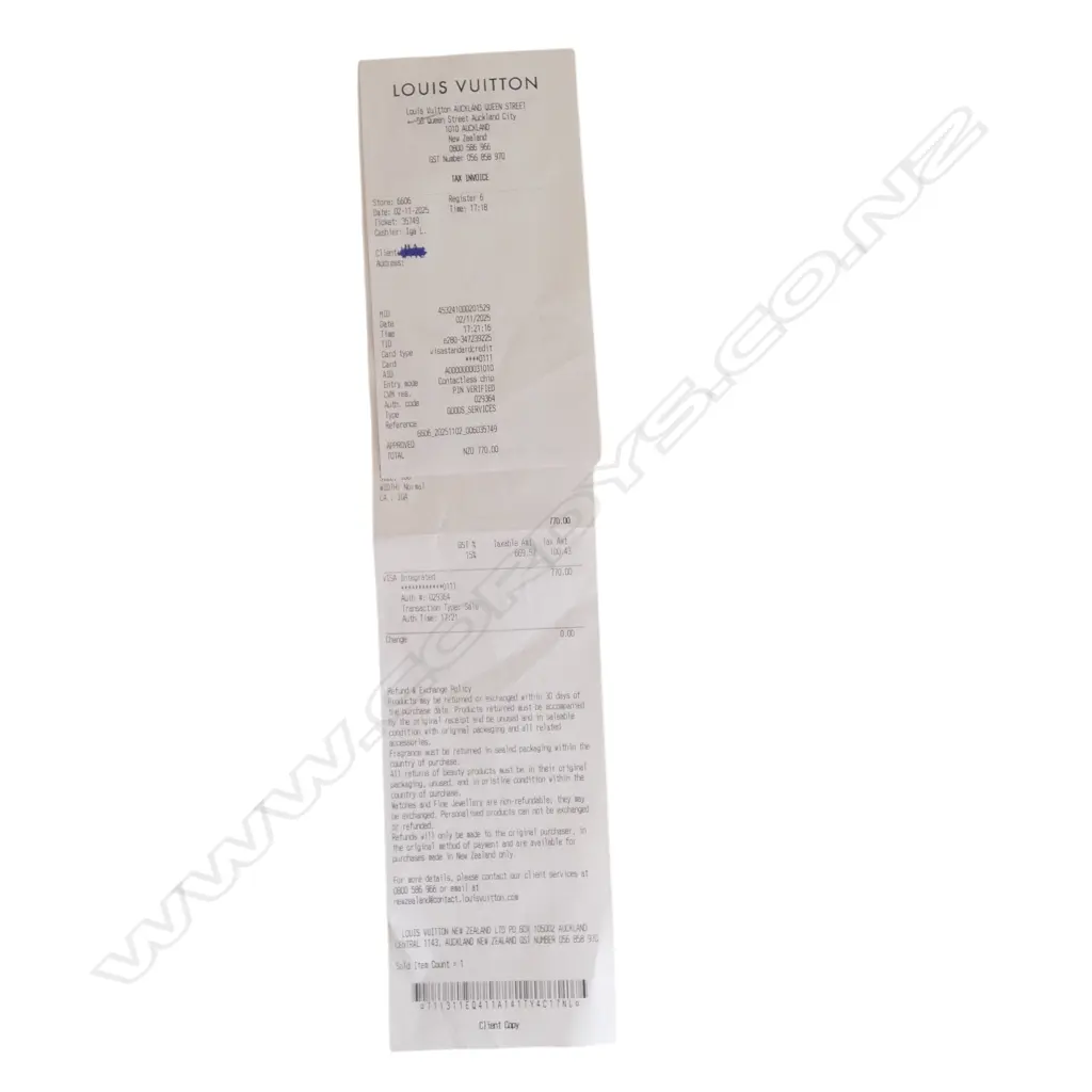 LOUIS VUITTON BOX & BAG w. RECEIPT Image 1++