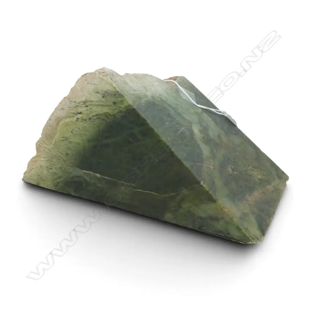 LARGE POUNAMU (NEPHRITE) BLOCK  w 4polished surfaces showing black spotted & pale inclusions. 230 x 130 x 120mm. 4.5kgs. Image 1++