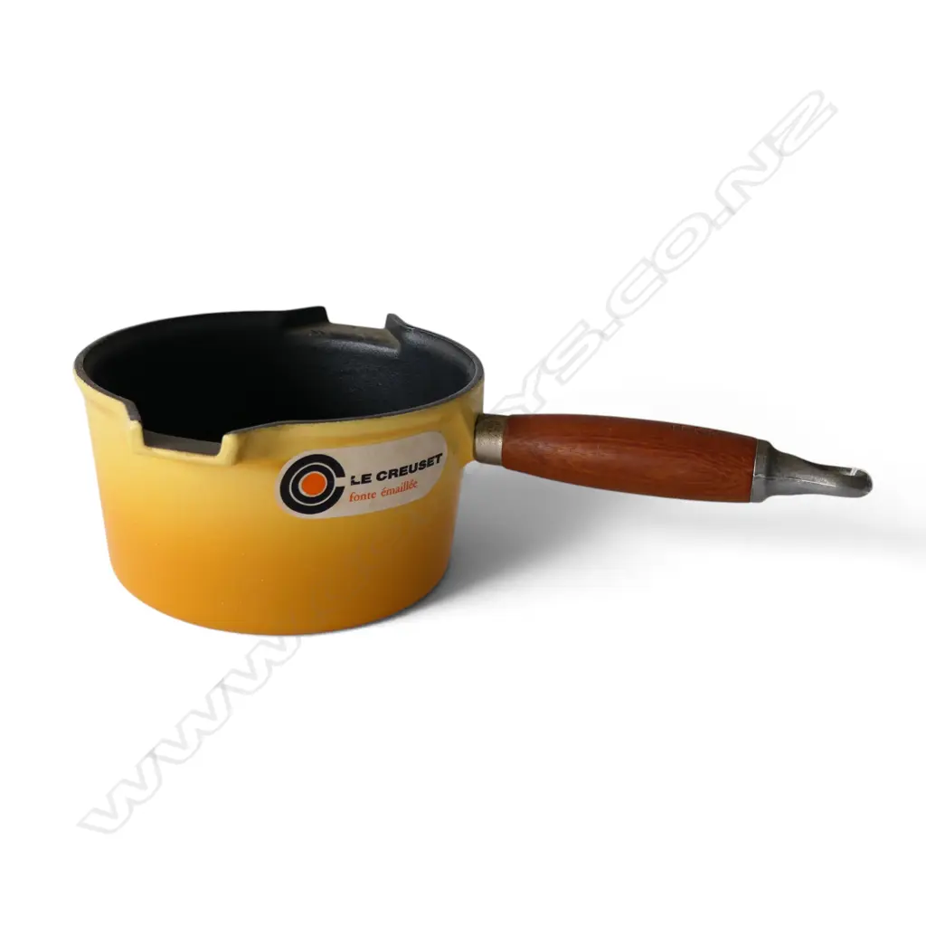VINTAGE LE CREUSET CAST IRON SAUCEPAN IN YELLOW, H.90mm L.300mm Image 1++