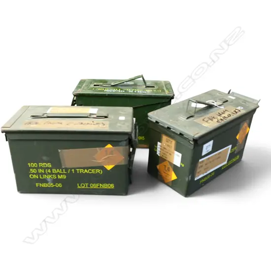 3 AMMO BOXES w. ASST. CARTRIDGES L.300mm