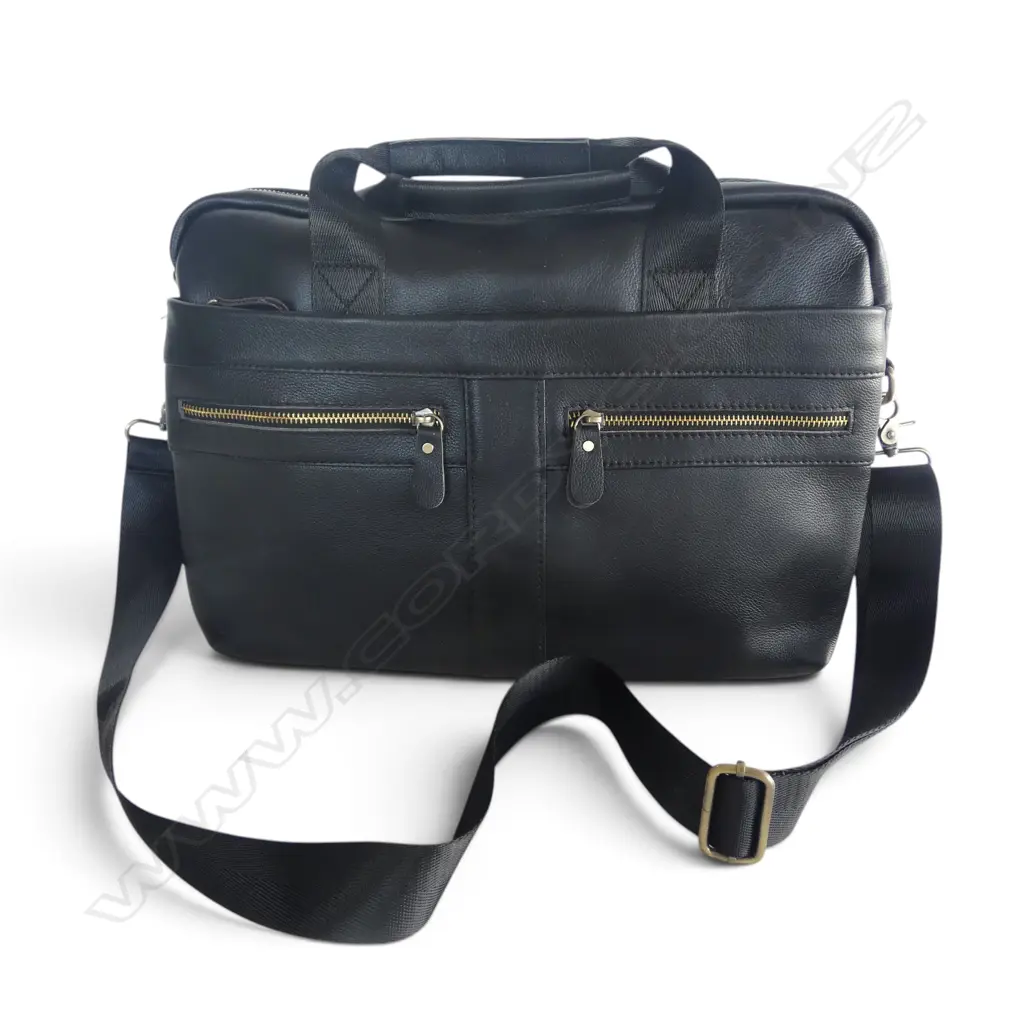 BLACK LEATHER DUFFLE BAG Image 1++