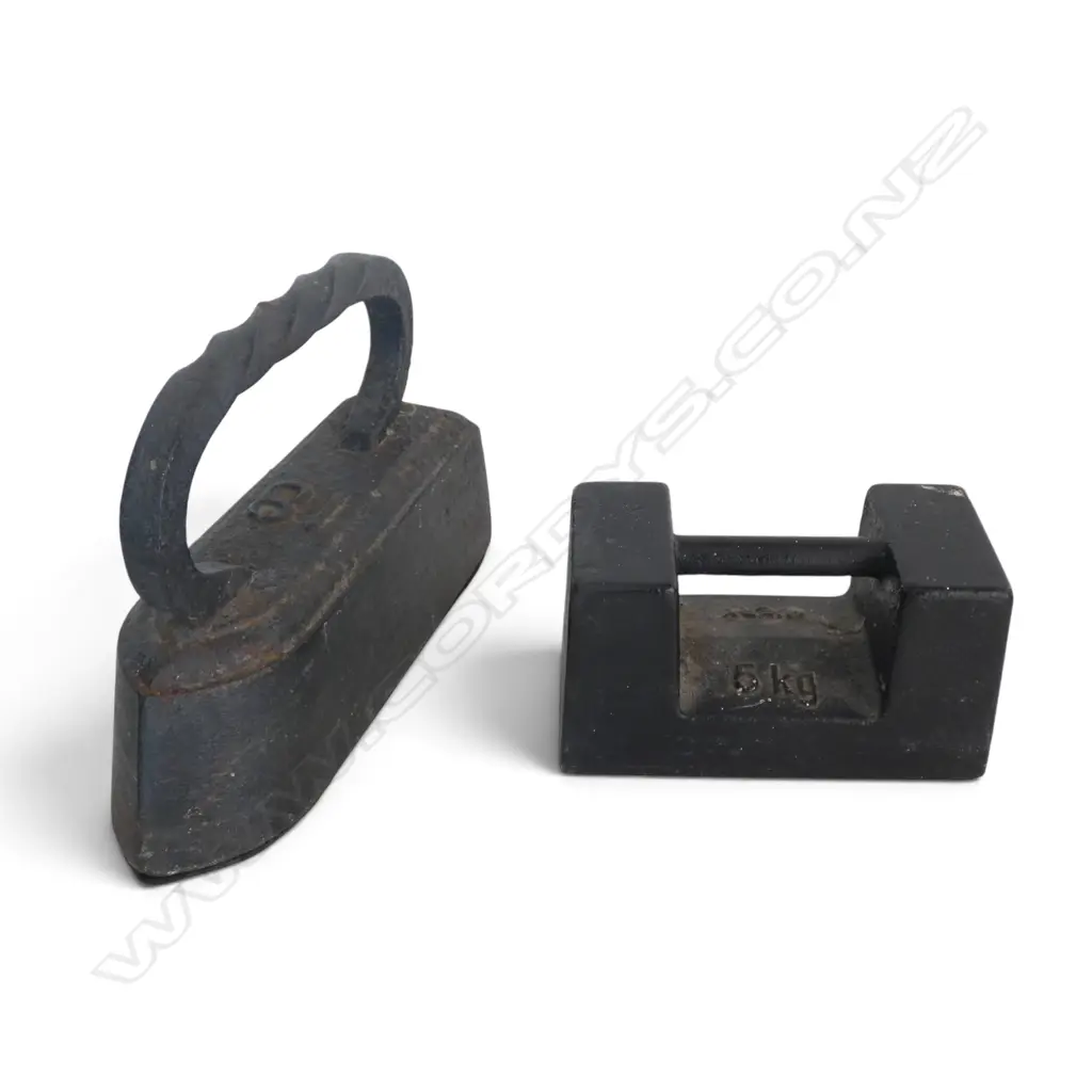 2 HEAVY CAST IRON WEIGHTS; 5 & 18KG L.240mm Image 1++