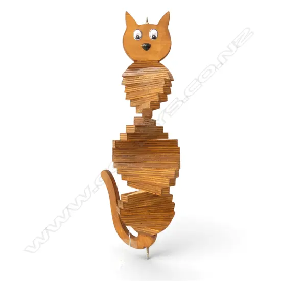 WOODEN CAT WIND SPINNER H.600mm