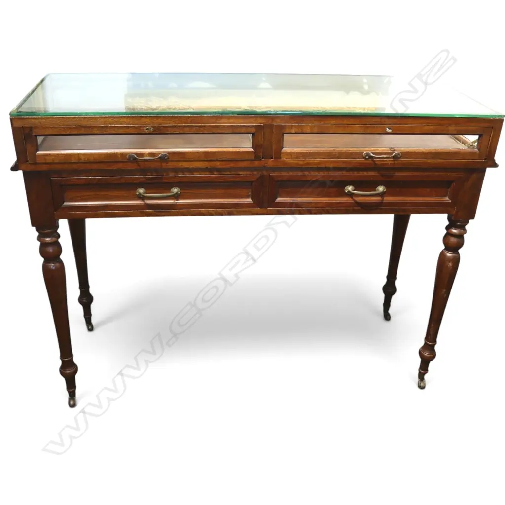 EARLY 20thC GLASS DISPLAY CABINET by FLETCHER CONSTRUCTION 1240x490x920mm Image 1++