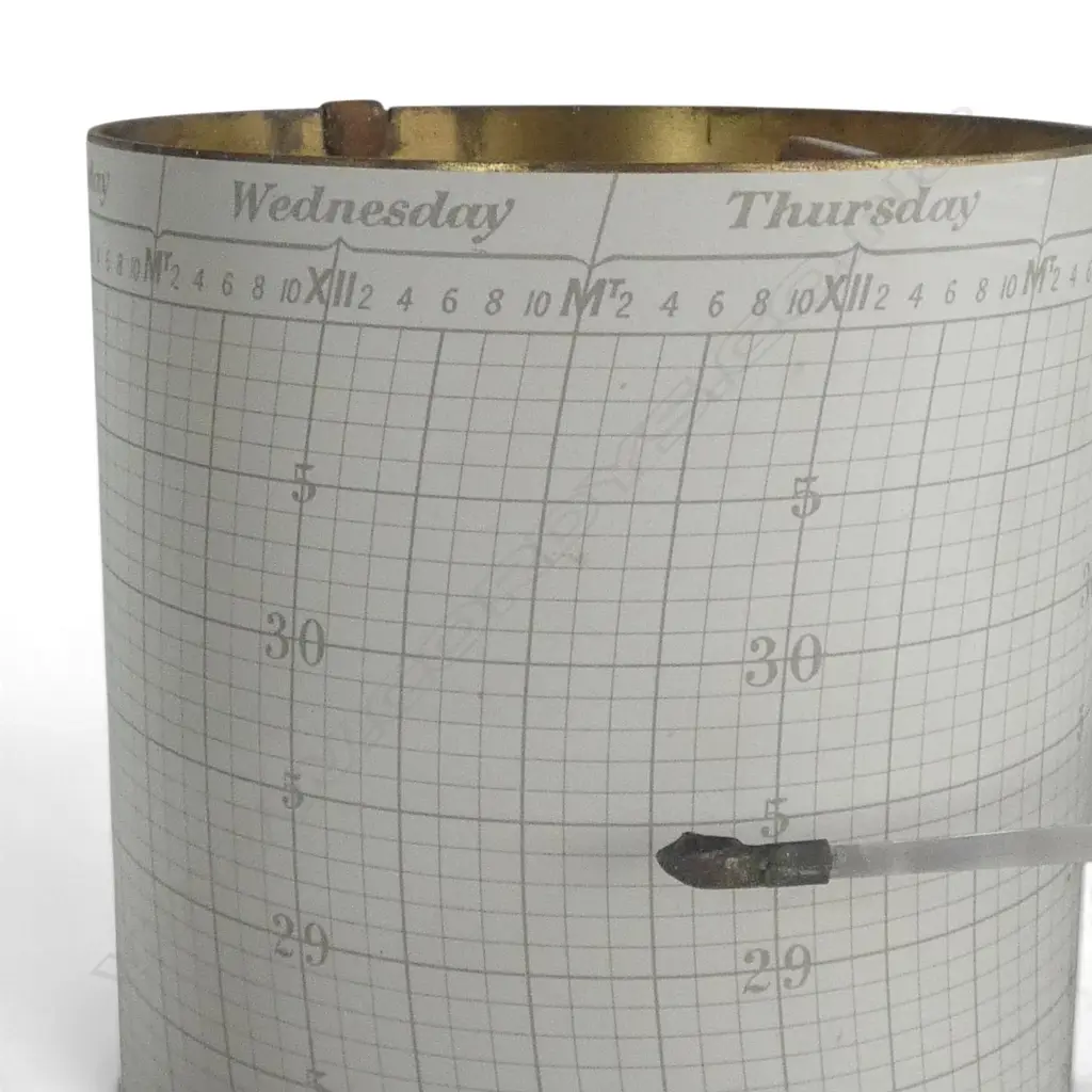 ANTIQUE ENGLISH 'ASPEC' BAROGRAPH in oak display case W.375mm Image 1++