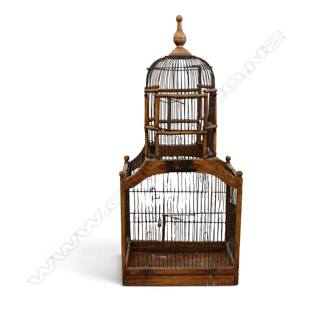VINTAGE BIRD CAGE w. painted detail H.810mm Image 1++