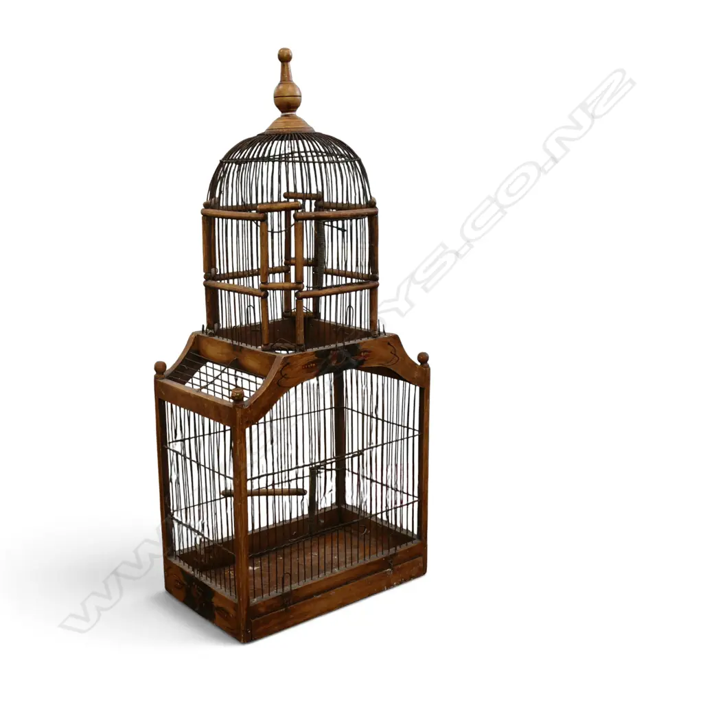 VINTAGE BIRD CAGE w. painted detail H.810mm Image 1++