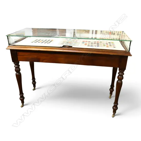 EARLY 20thC GLASS DISPLAY CABINET by FLETCHER CONSTRUCTION 1240x490x920mm