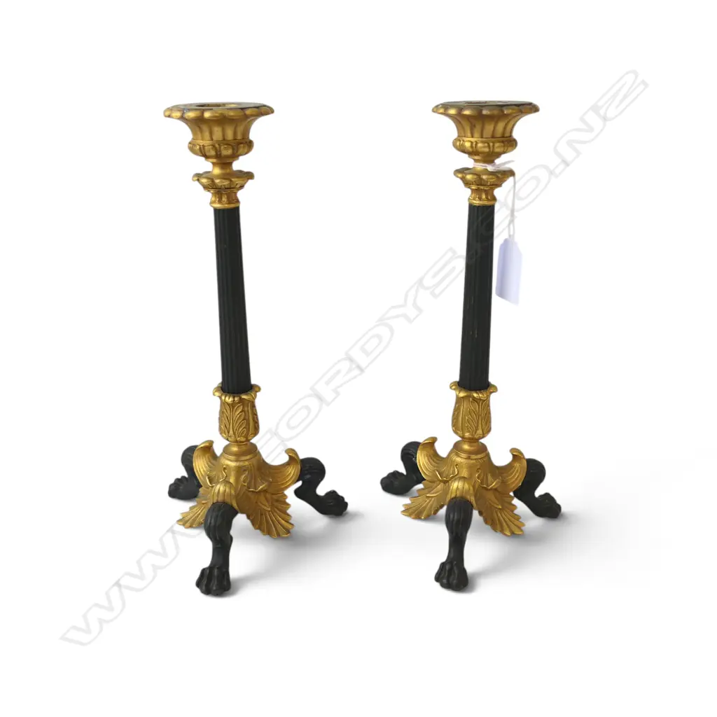 PR QUALITY VINTAGE FRENCH ORMOLU (CAST BRONZE & GILT) CANDLESTICKS H.250mm Image 1++