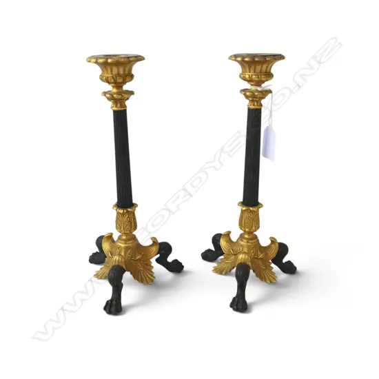 PR QUALITY VINTAGE FRENCH ORMOLU (CAST BRONZE & GILT) CANDLESTICKS H.250mm