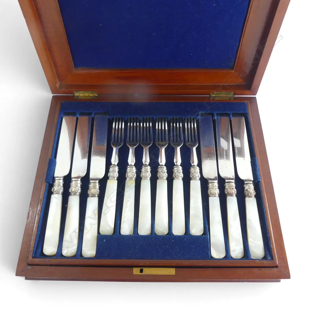 CANTEEN PART SET OF MOP HANDLED FRUIT KNIVES & FORKS Image 1++