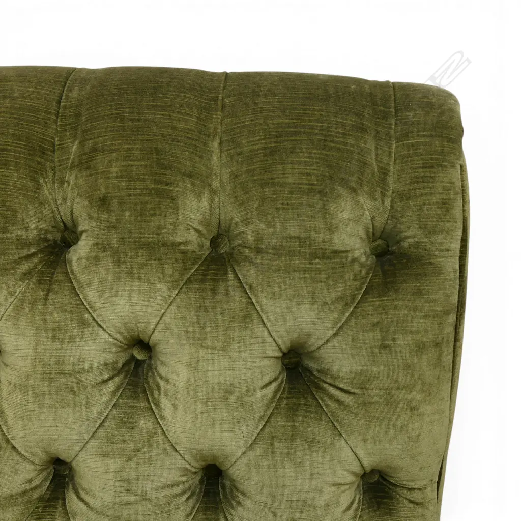 GREEN VELVET BUTTONED SLIPPER CHAIR 680x950x1020mm Image 1++