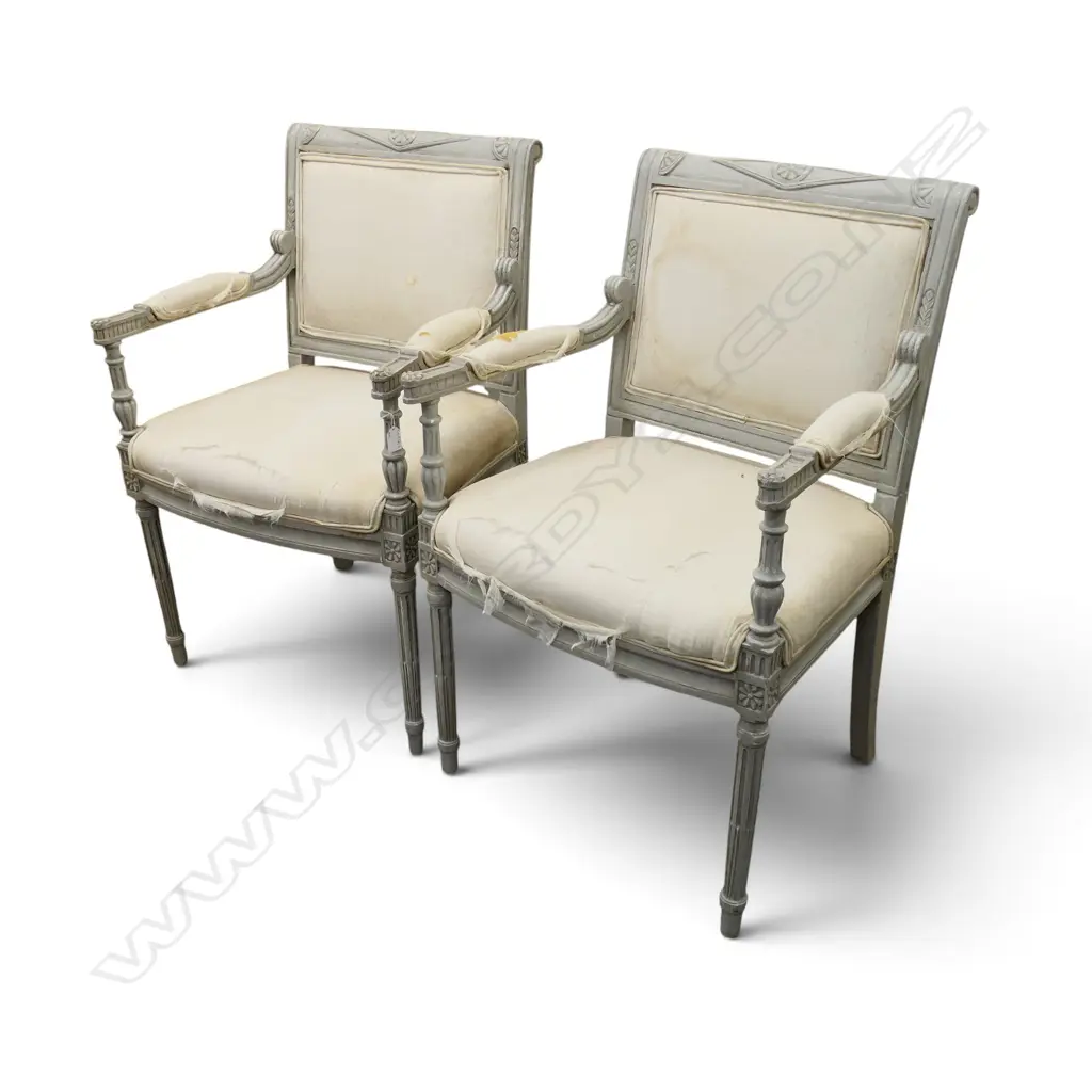PR FRENCH STYLE ARMCHAIRS; UPHOLSTERY AF Image 1++