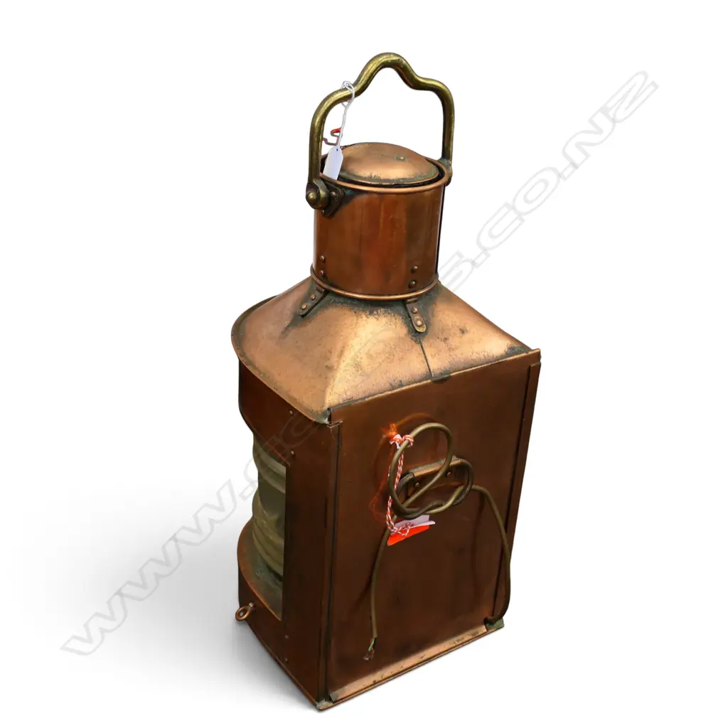 VINTAGE COPPER NAUTICAL SHIPS LANTERN, TELFORD, GRIER, MACKAY Co., 4775, H.560mm Image 1++