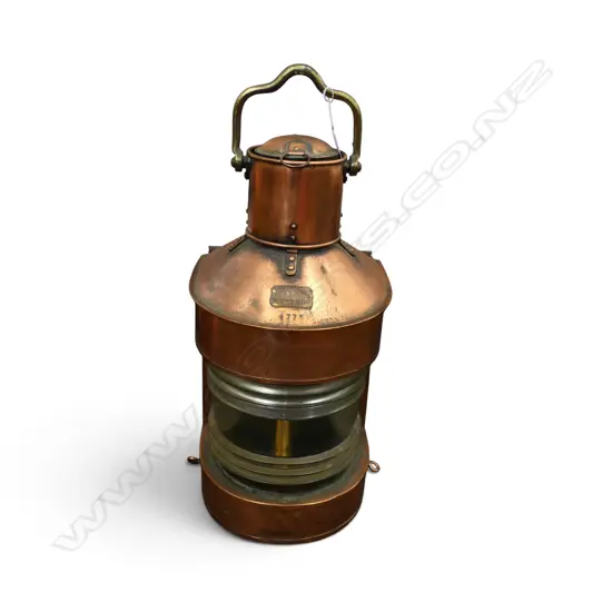VINTAGE COPPER NAUTICAL SHIPS LANTERN, TELFORD, GRIER, MACKAY Co., 4775, H.560mm