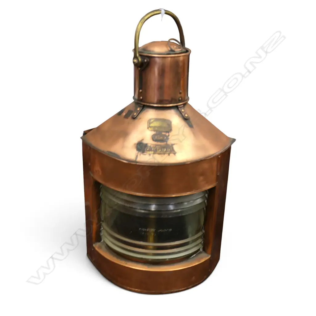 VINTAGE COPPER NAUTICAL SHIPS STARBOARD LANTERN, TELFORD, GRIER, MACKAY Co., 10659, H.660mm Image 1++
