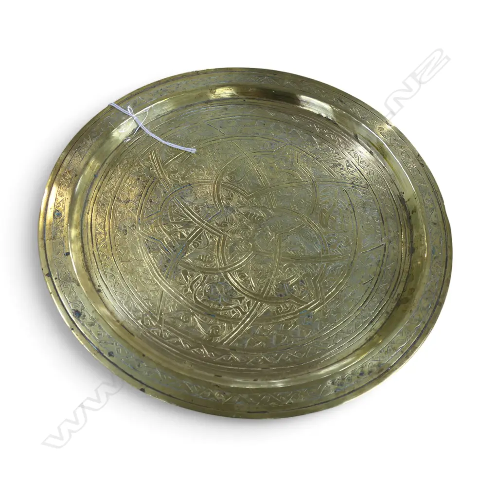 MOROCCAN INLAID BRASS TRAY TABLE H.255mm Image 1++