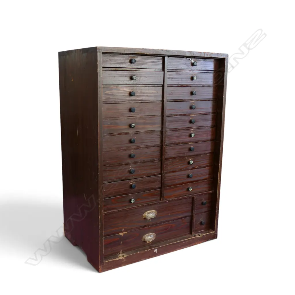 VINTAGE JAPANESE SMALL WOODEN 24 DRAWER COLLECTOR'S CHEST. H.730mm Image 1++