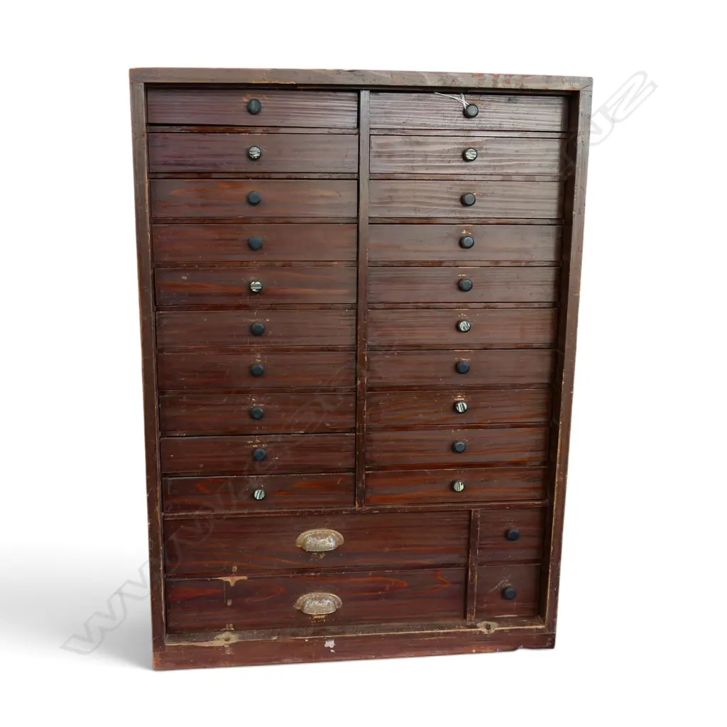 VINTAGE JAPANESE SMALL WOODEN 24 DRAWER COLLECTOR'S CHEST. H.730mm Image 1++