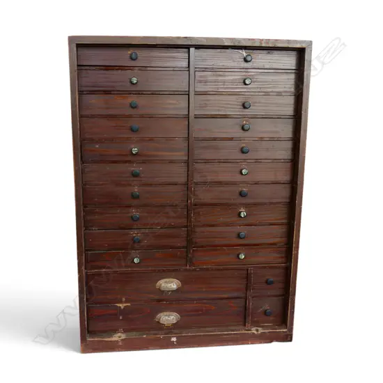 VINTAGE JAPANESE SMALL WOODEN 24 DRAWER COLLECTOR'S CHEST. H.730mm