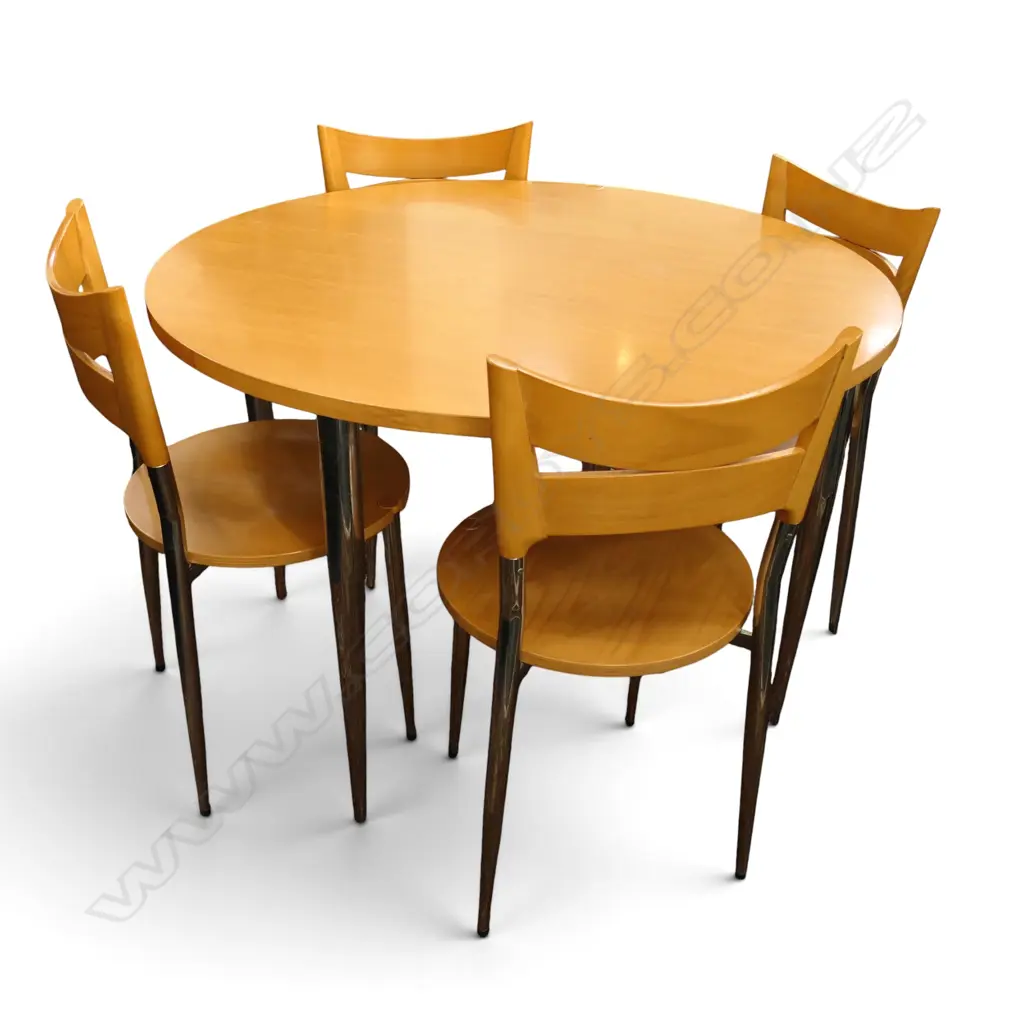 CONTEMPORARY TABLE (H.730mm, 1100mm dia) & 4 CHAIRS Image 1++