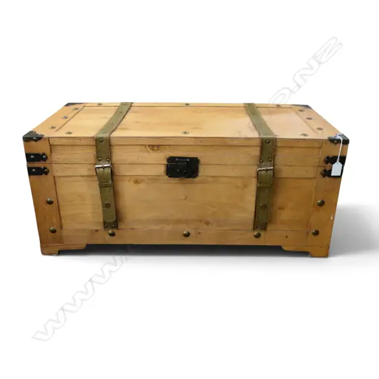 ORIENTAL METAL & LEATHER BOUND CHEST 805x405x800mm
