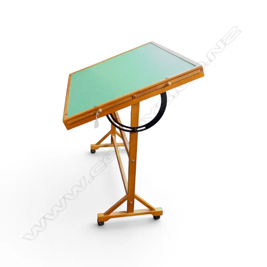 JIGSAW PUZZLE TABLE GREEN FELT SURFACE TILTING W. DRAWERS ON WHEELS, 910MM X 670MM (SURFACE TABLE) Image 1++