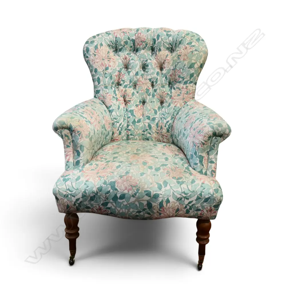 FLORAL UPHOLSTERED BUTTON BACK ARMCHAIR H.990mm Image 1++