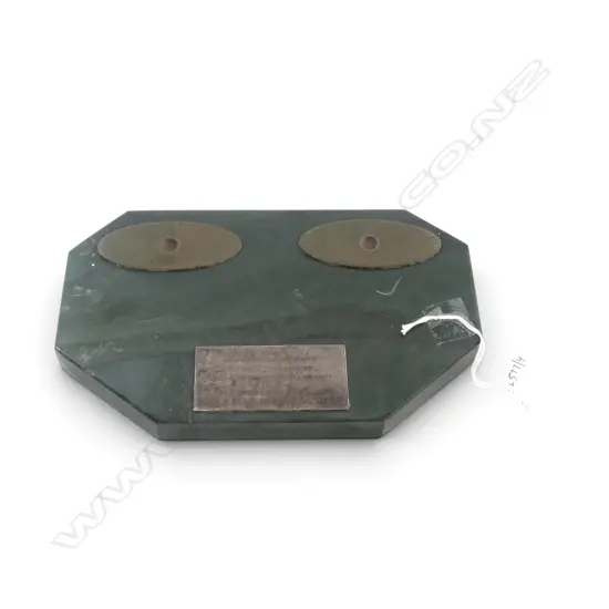 GREENSTONE PIECE w. STG SILVER PLAQUE 140x230mm
