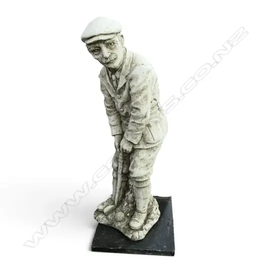CONCRETE GARDEN STATUE - MALE GOLFER. IN PUTTING POSE. H.640mm
