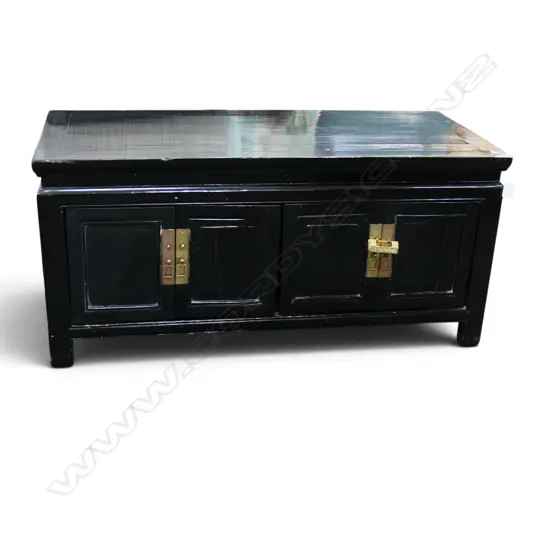 BLACK LACQUER CHINESE CABINET 1075x500x500mm