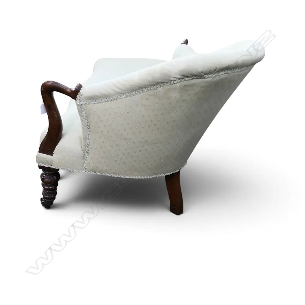 ANTIQUE CHAISE LOUNGE, SMALL PROPORTION W.1100mm one wheel broken off Image 1++