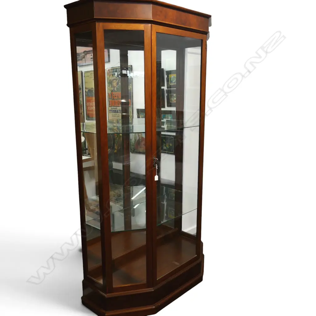 WALNUT/OAK MODERN DISPLAY CABINET GLASS SHELVES 1100 x 500 x 2100mm Image 1++