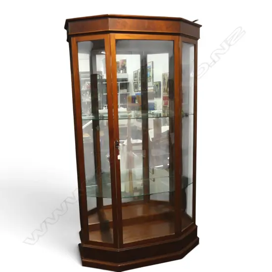 WALNUT/OAK MODERN DISPLAY CABINET GLASS SHELVES 1100 x 500 x 2100mm