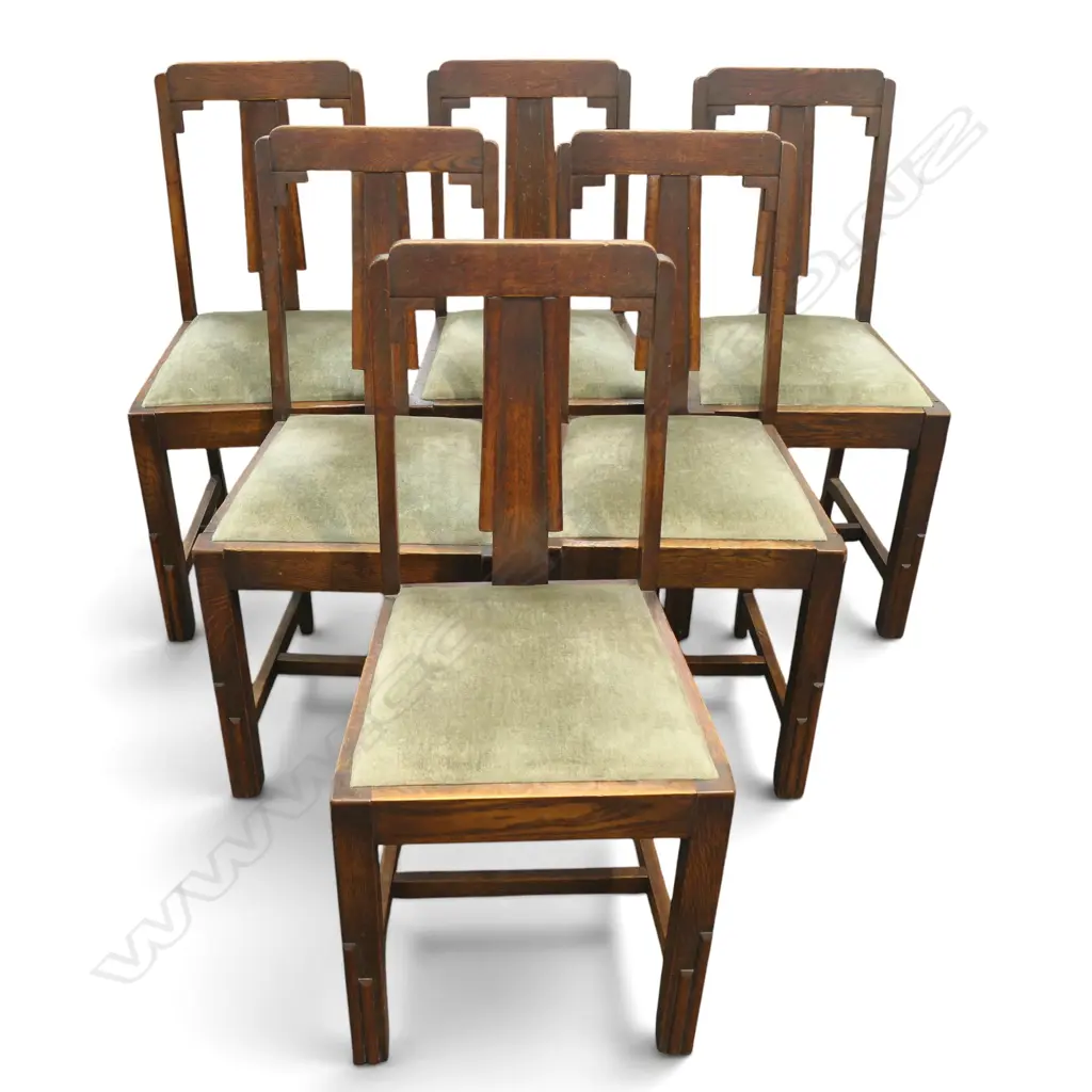 6 ART DECO OAK DINING CHAIRS H.890mm5 Image 1++