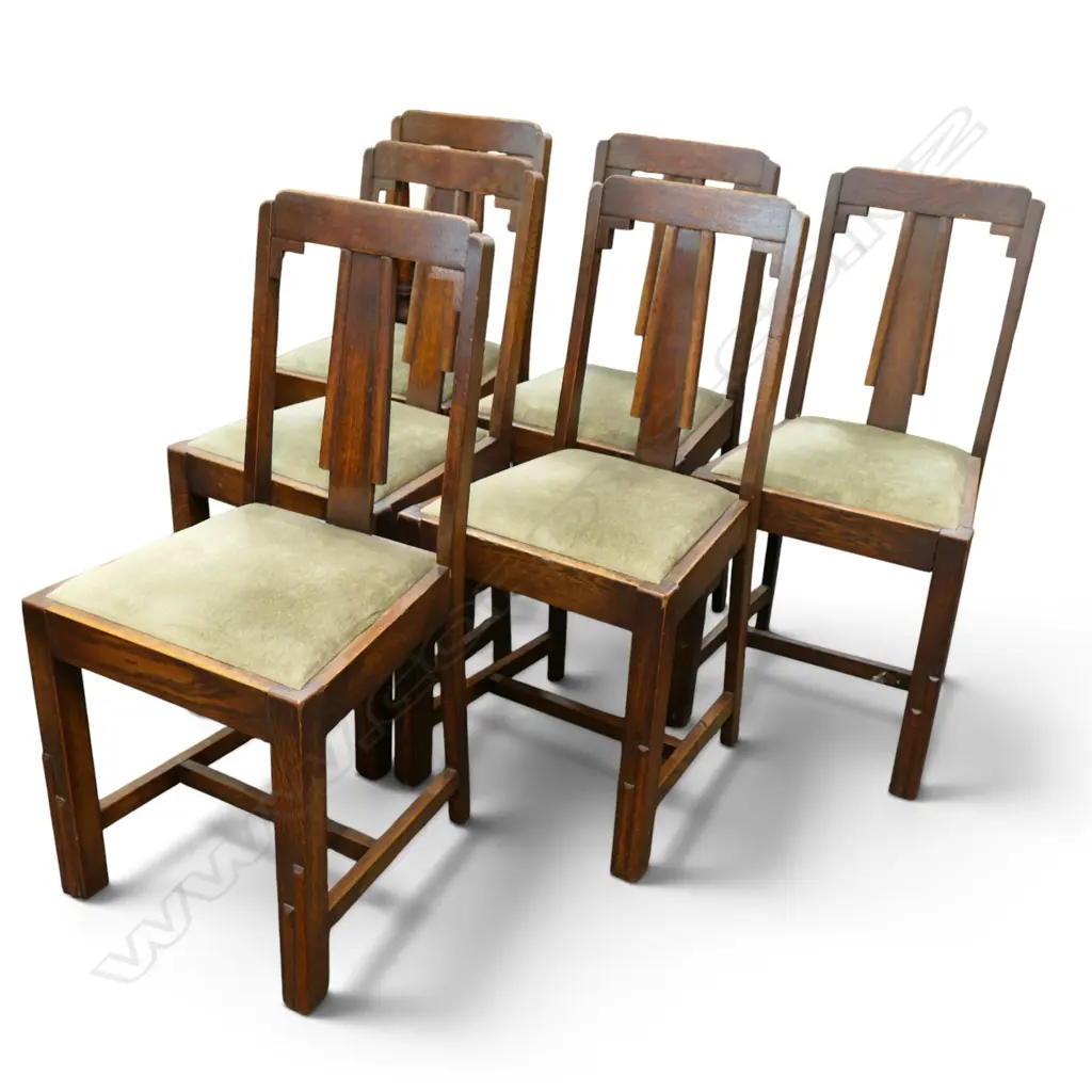 6 ART DECO OAK DINING CHAIRS H.890mm5 Image 1++
