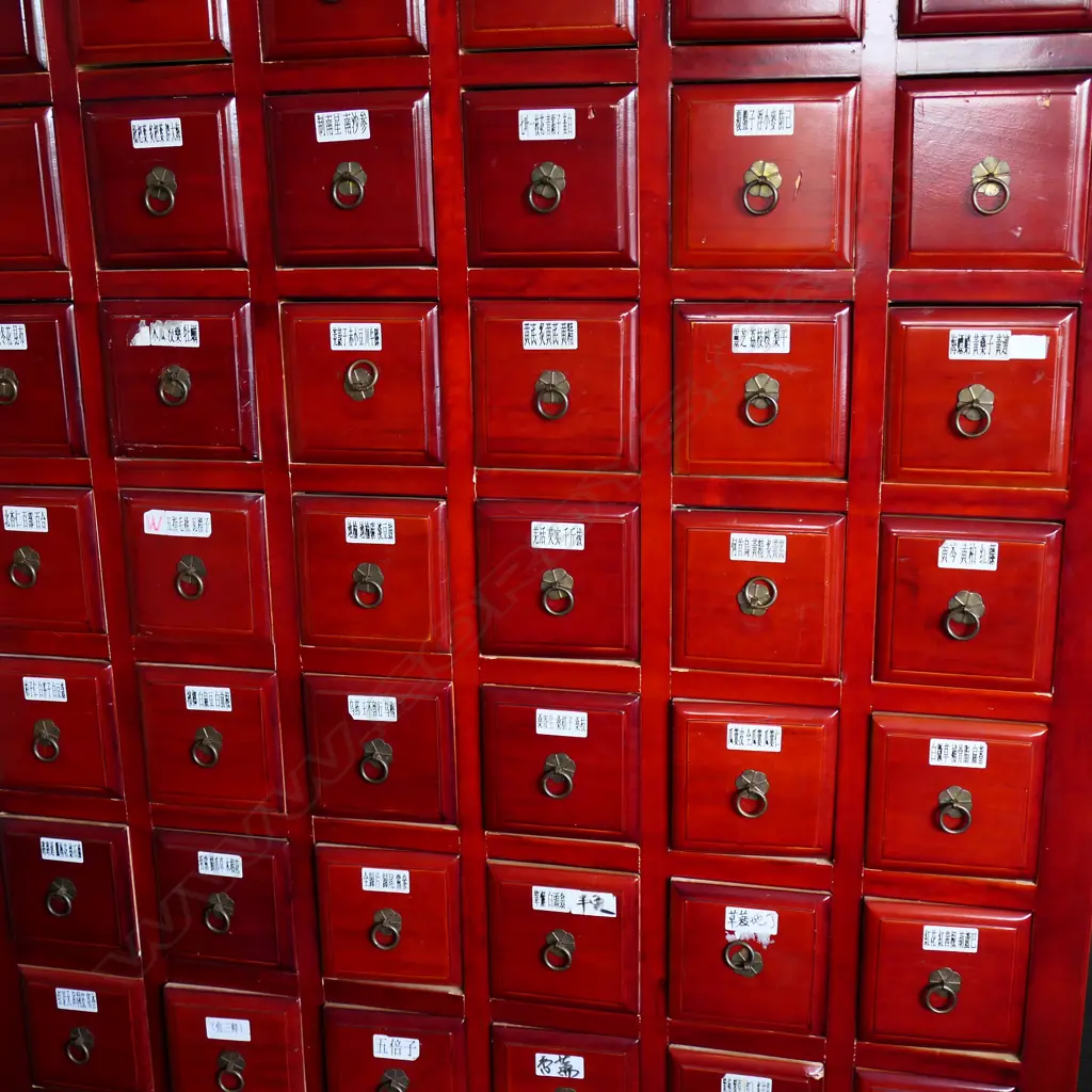 LG CHINESE RED LACQUER MEDICINE CHEST two top panels missing 1200x605x2140mm Image 1++