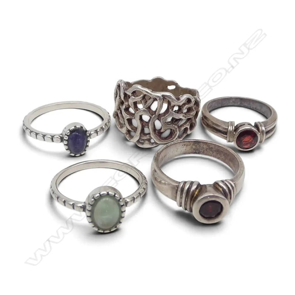 5 STG SILVER RINGS 16.64gms Image 1++
