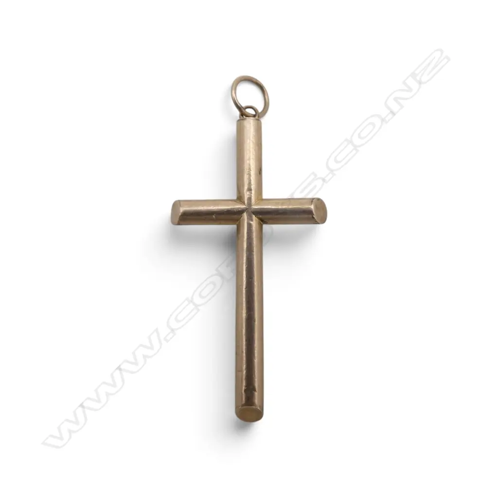 9ct GOLD CROSS PENDANT H.35mm. 0.9gms Image 1++