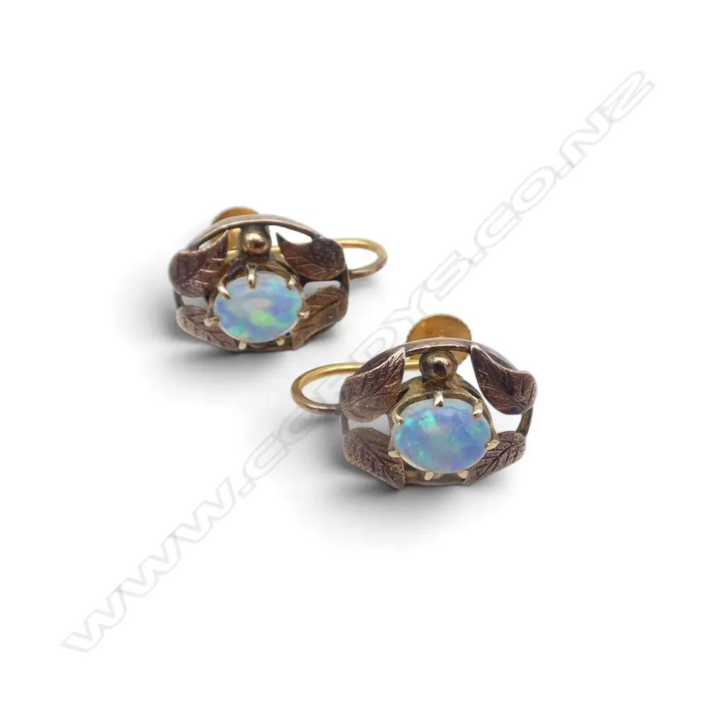 PR VINTAGE 9ct GOLD & OPAL EARRINGS 3.2gms screw fittings Image 1++