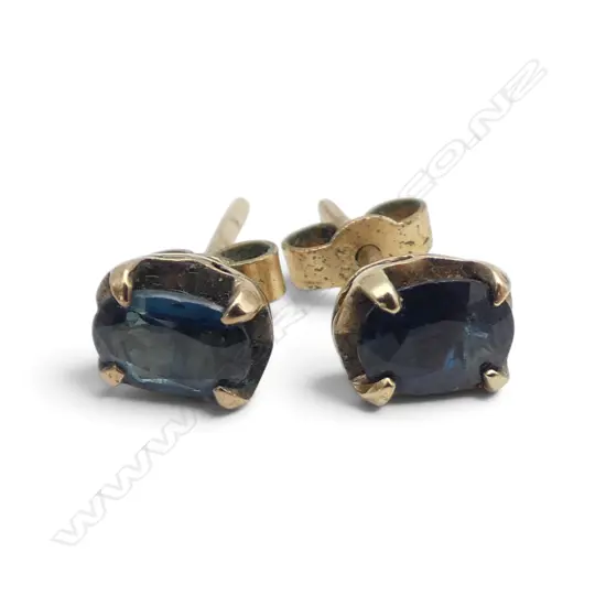 PAIR GOLD PLATED AND SAPPHIRE EARRINGS