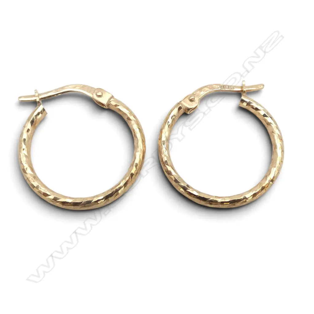 PR 9ct YELLOW GOLD HOOP EARRINGS 1.2gms Image 1++